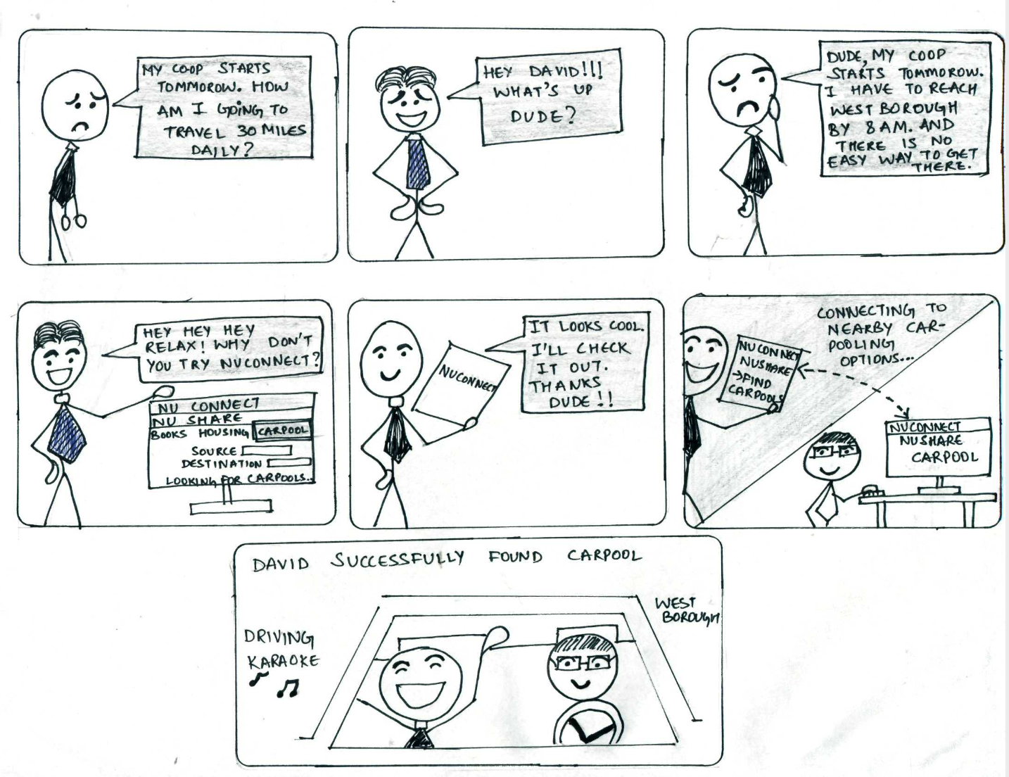 Storyboard for carpool